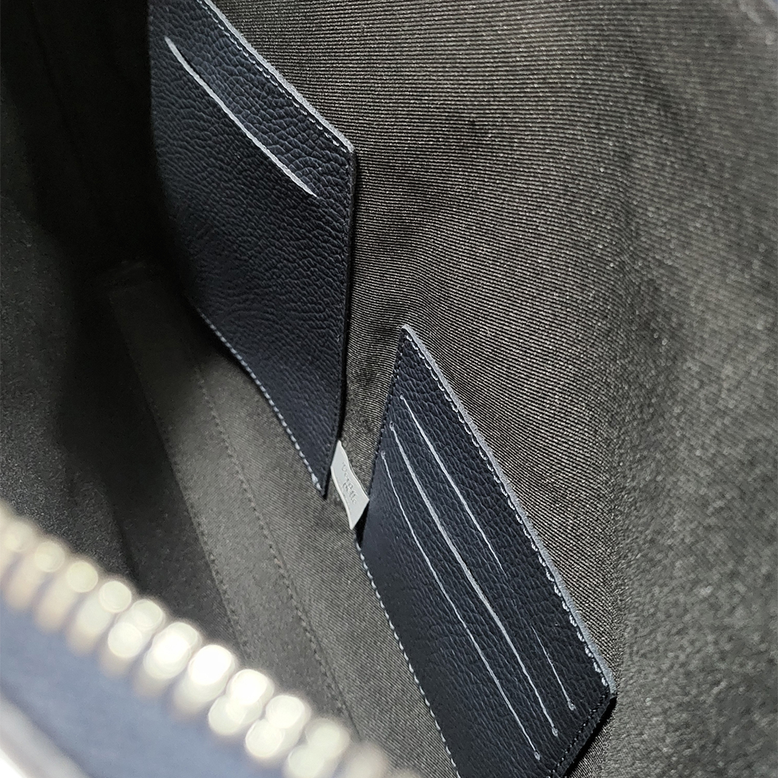 Borsa Portadocumenti Cartella Porta Tablet A4 in Vera Pelle Blu con Manico Removibile e Moschettone